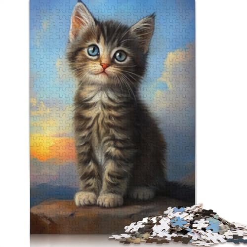 Süßes Kätzchen-Puzzle, Dekompressionsspielzeug, rechteckiges Papierpuzzle für Kinder und Erwachsene ab 12 Jahren, Geschenke, 1000 Teile (75 x 50 cm) von QBIREX