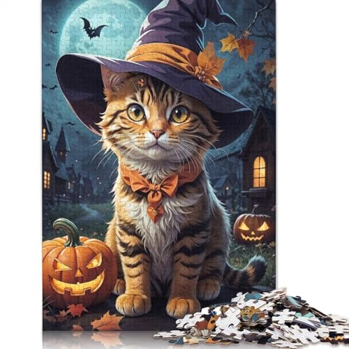 Süßes Katzen-Halloween-Puzzle, 100% recycelter Karton, Premium-Karton, Puzzle für Erwachsene und Kinder, 1000 Teile (38 x 26 cm) von QBIREX
