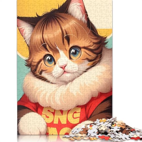 Süßes Katzen-Puzzle-Spielzeug im Minimalismus-Stil, Lernspiel, Premium-Puzzle aus Karton für Erwachsene und Kinder, 1000 Teile (26 x 38 cm) von QBIREX