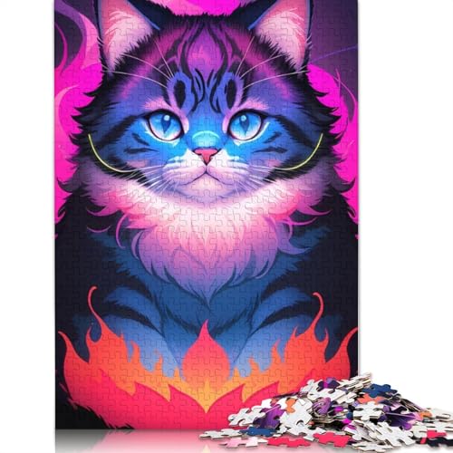 Süßes Katzen-Puzzle-Spielzeug im Retro-Stil, Lernspiel, Premium-Puzzle aus Karton für Erwachsene und Kinder, 1000 Teile (75 x 50 cm) von QBIREX