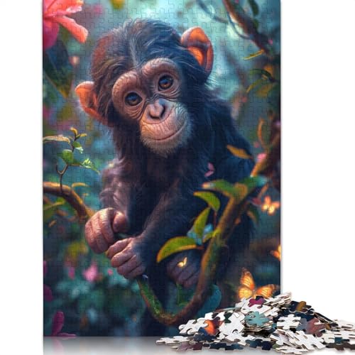 Süßes Schimpansenbaby-Puzzle-Spielzeug, Lernspiel, Premium-Karton-Puzzle für Erwachsene und Kinder, 1000 Teile (75 x 50 cm) von QBIREX