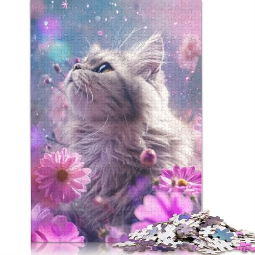 Süßes graues Kätzchen, 520 Puzzles für Erwachsene, Lernspiel, Puzzlespiele für Erwachsene für Jungen oder Mädchen, 520 Teile (52 x 38 cm) von QBIREX