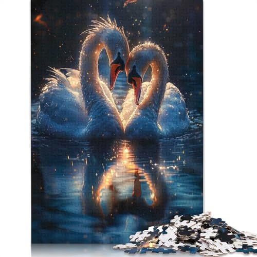 Sunset Swan Love Puzzle, Denksportaufgabe, Premium-Karton-Puzzle für Kinder und Erwachsene ab 12 Jahren, 1000 Teile (75 x 50 cm) von QBIREX