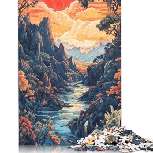Surreales Flusstal-Puzzle, 100% recycelter Karton, 100% recycelter Karton, Puzzle für Jungen oder Mädchen, Geschenk, 1000 Teile (38 x 26 cm) von QBIREX