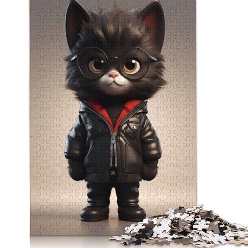 Sweet Black Cat Puzzles 1000 Teile Schwer Puzzle Spielzeug Lernspiel Impossible Herausforderungsspielzeug Für Erwachsene Und Kinder in Bewährter 1000pcs (75x50cm) von QBIREX