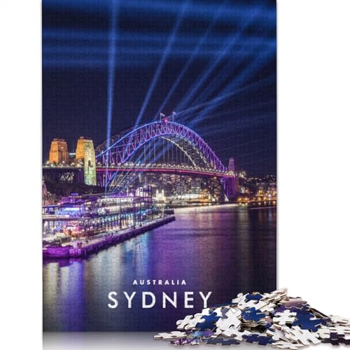 Sydney, Australien, Puzzle 1000 Teile für Erwachsene, Holzpuzzle, Gehirntraining, Herausforderung, Spiel, Unterhaltung, Geschenke, Teenager, Familienaktivität (38 x 26 cm) von QBIREX