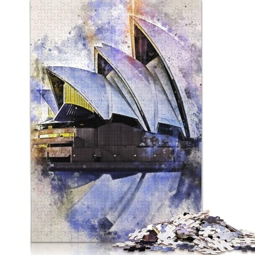 Sydney in Aquarell, 1000-teiliges Puzzle für Erwachsene, Spielzeug, Denkspiel, Lernspiel für Erwachsene, Stressabbau, Heimdekoration (75 x 50 cm) von QBIREX