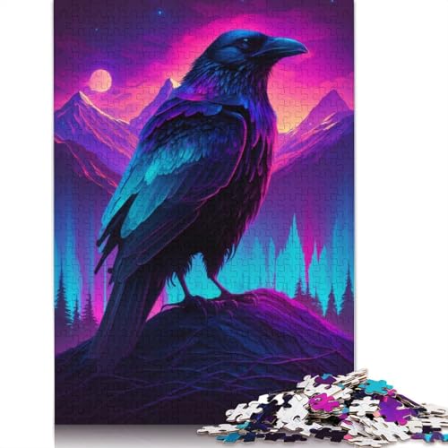 Synthwave Raven Puzzle 1000-teilige Schwer Puzzle Spielzeug Lernspiel Impossible Herausforderungsspielzeug Für Erwachsene Kinder 1000pcs (75x50cm) von QBIREX