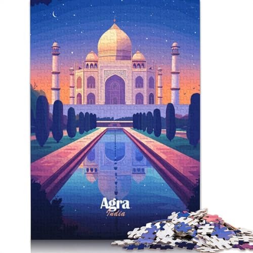 Taj Mahal Nachtansicht Puzzle, freundliche Materialien, 100 Prozent recycelter Karton, Puzzle für Erwachsene und Kinder, 1000 Teile (38 x 26 cm) von QBIREX