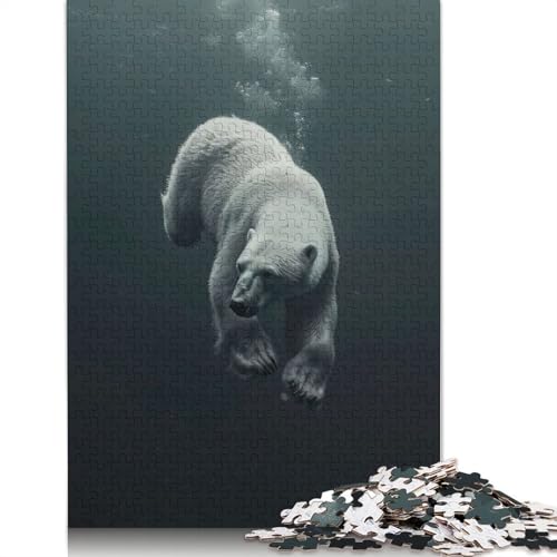 Tauchender Eisbär, 1000-teiliges Puzzle, ab 18 Jahren, Lernspiele, Puzzle für Erwachsene, für Frauen, für Kinder ab 12 Jahren, 1000 Teile (75 x 50 cm) von QBIREX