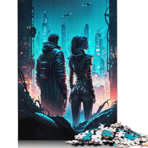Techno-Paar Future City 1000-teiliges Puzzle für Erwachsene | | Familienspaß-Puzzles für Erwachsene, Geschenke, Denkspiele (38 x 26 cm) von QBIREX