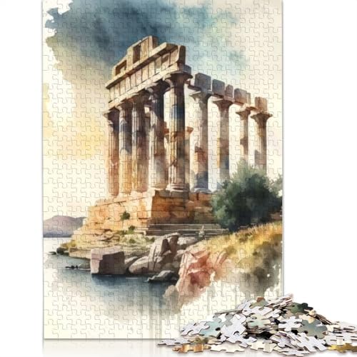 Tempel des Poseidon, Sounion-Puzzle, 100% recycelter Karton, 100% recycelter Karton, Puzzle für Jungen oder Mädchen, 1000 Teile (75 x 50 cm) von QBIREX