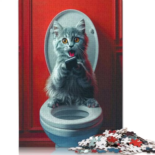 Texting Tabby Puzzle, Dekompressionsspielzeug, rechteckiges Papierpuzzle für Kinder und Erwachsene ab 12 Jahren, 1000 Teile (26 x 38 cm) von QBIREX