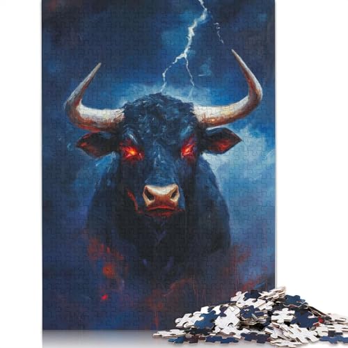 Thunderous Bull Puzzle Premium, 100% recycelte Pappe, 100% recycelter Karton, Puzzle für Erwachsene ab 12 Jahren, 1000 Teile (26 x 38 cm) von QBIREX