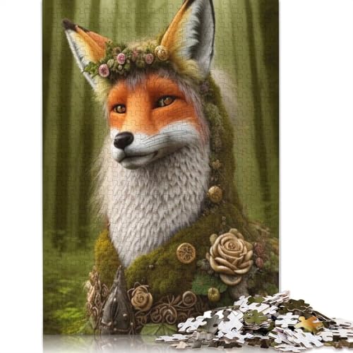 Tierpuzzle Fuchs für Erwachsene, 1000 Teile, rund, ideal als Geschenk für Erwachsene (75 x 50 cm) von QBIREX