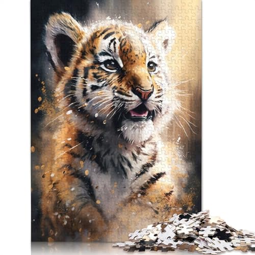 Tiger-Aquarell-Skizze, 520 Puzzles für Erwachsene, Spielzeug, Lernspiel, Herren-Puzzles für Erwachsene, für Erwachsene, Teenager, 520 Teile (52 x 38 cm) von QBIREX