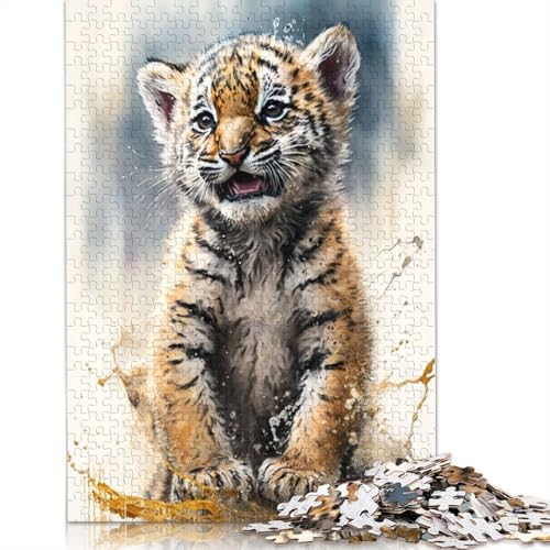Tiger-Aquarell-Zeichnungspuzzle für Erwachsene, Lernspiel, Puzzle-Geschenke für Kinder ab 12 Jahren, 520 Teile (52 x 38 cm) von QBIREX