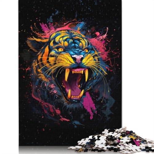 Tiger Color Splash Premium Puzzle, 100 % recycelter Karton, 100 % recycelter Karton, für Erwachsene ab 12 Jahren, Weihnachtsgeschenk, 1000 Teile (26 x 38 cm) von QBIREX