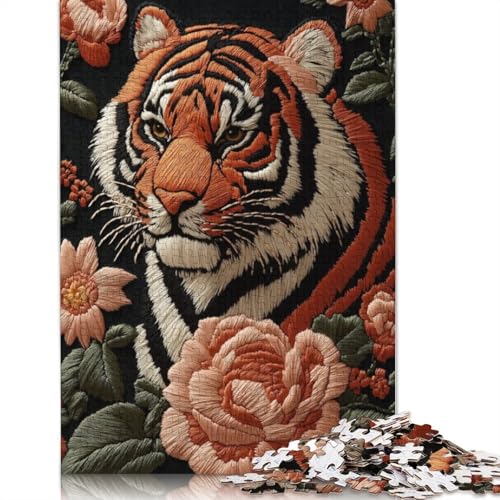 Tiger Embroidery Art Puzzle 1000 Teile Schwer Puzzle Spielzeug Lernspiel Impossible Herausforderung Spielzeug Für Erwachsene Kinder 1000pcs (40x28cm) von QBIREX