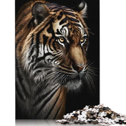 Tiger-Porträt-Fotopuzzle, einzigartige Heimdekoration, Premium-Karton-Puzzle für Erwachsene und Teenager, einzigartiges Geschenk, 1000 Teile (26 x 38 cm) von QBIREX