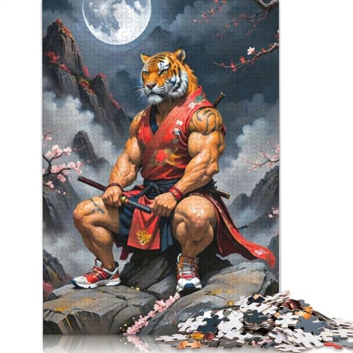 Tiger-Samurai-Malpuzzle, 100% recycelter Karton, Premium-Karton, Puzzle für Erwachsene und Kinder, 1000 Teile (26 x 38 cm) von QBIREX