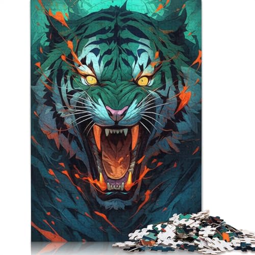 Tiger Savage Mode Puzzle, Lernspiele, Familienaktivitäten, Premium-Karton-Puzzle für Frauen und Männer, 1000 Teile (75 x 50 cm) von QBIREX