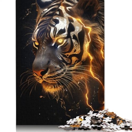 Tiger Schwarz-Gold-Puzzle, Lernspiele, Familienaktivitäten, Premium-Karton-Puzzle für Frauen und Männer, 1000 Teile (75 x 50 cm) von QBIREX