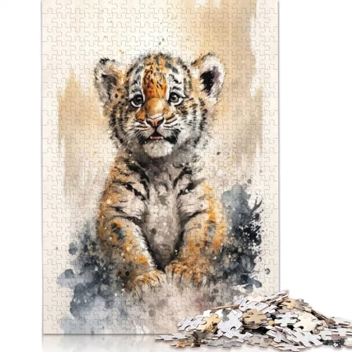 Tiger-Wasserskizzenzeichnung, 1500-teiliges Puzzle, ab 18 Jahren, Lernspiele, Puzzles für Erwachsene, für Frauen, für Kinder ab 12 Jahren, 1500 Teile (85 x 57 cm) von QBIREX