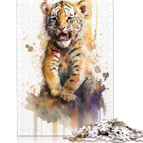 Tiger Watersketch Puzzle 1000-teilige Schwer Puzzle Spielzeug Lernspiel Impossible Herausforderung Spielzeug Für Erwachsene Kinder 1000pcs (75x50cm) von QBIREX
