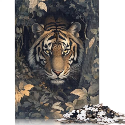 Tiger im Dschungel-Puzzle, farbenfrohe, Coole Puzzles für Kinder ab 12 Jahren, 520 Teile (52 x 38 cm) von QBIREX