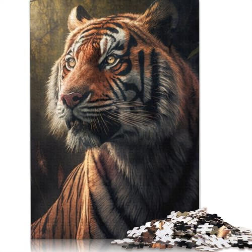 Tiger im Wald-Puzzle, Dekompressionsspielzeug, rechteckiges Papierpuzzle für Kinder und Erwachsene ab 12 Jahren, 1000 Teile (26 x 38 cm) von QBIREX