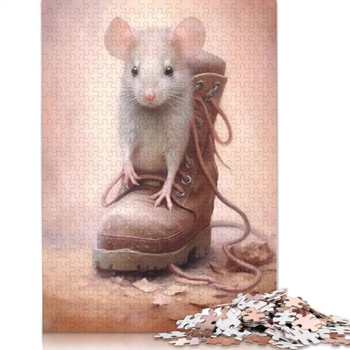 Tiny Mouse Wanderstiefel, 1000-teiliges Puzzle für Teenager, Geschenke, Papierpuzzle, Puzzle für Erwachsene, Lernspiele für Zuhause, DIY-Spielzeug, 1000 Teile (75 x 50 cm) von QBIREX