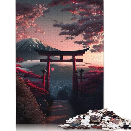 Torii-Tor-Ansicht des Berges Fuji, 520-teiliges Puzzle, Denksportaufgabe, Problemlösungspuzzle für Erwachsene und Kinder, 520 Teile (52 x 38 cm) von QBIREX