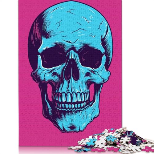 Totenkopf-Halloween-Retro-Puzzle mit 1000 Teilen, Papierpuzzle für Teenager, lustige Puzzles, 1000 Teile (75 x 50 cm) von QBIREX