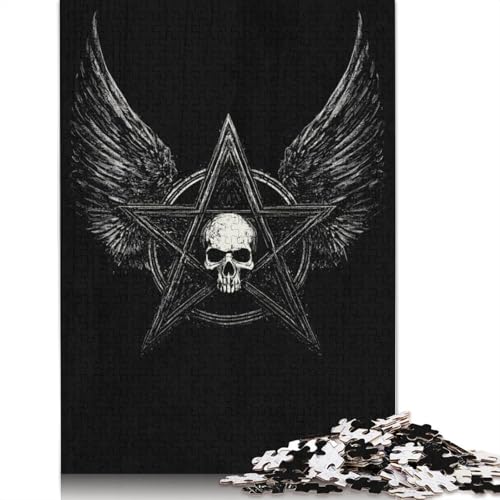 Totenkopf-Pentagramm-Puzzle, Wingsre, Spielzeug, Lernspiel, Premium-Karton-Puzzle für Erwachsene und Kinder, Geschenk, 1000 Teile (38 x 26 cm) von QBIREX