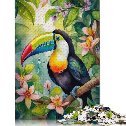 Toucan in Botanical Back Puzzle 1000 Teile Schwer Puzzle Spielzeug Lernspiel Impossible Herausforderung Spielzeug Für Erwachsene Kinder 1000pcs (40x28cm) von QBIREX