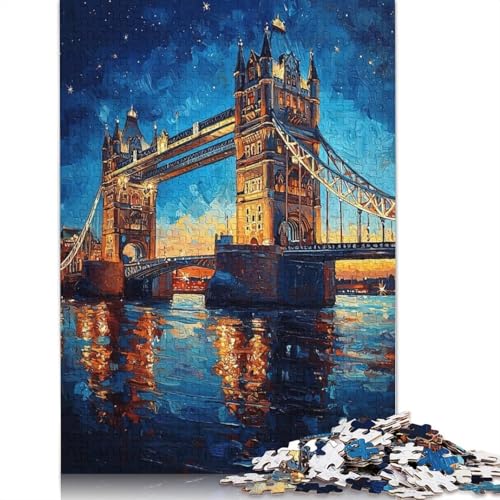 Tower Bridge Night 1000-teiliges Puzzle für Teenager, Geschenke, Papierpuzzle, Puzzle für Erwachsene, Lernspiele für Zuhause, DIY-Spielzeug, 1000 Teile (38 x 26 cm) von QBIREX