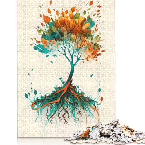 Tree Watercolors 2 Puzzle für Erwachsene, herausfordernd und knifflig, Puzzles für Erwachsene für Jungen oder Mädchen, 1000 Teile (75 x 50 cm) von QBIREX