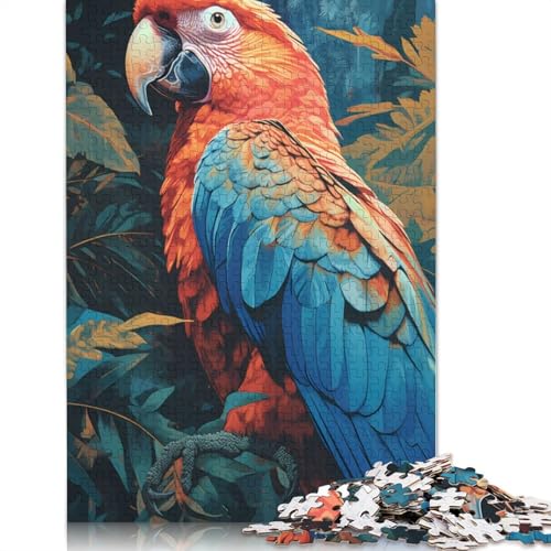 Tropisches Papageien-Puzzle, einzigartige Heimdekoration, 100% recycelter Karton, Puzzle für Jungen oder Mädchen, 1000 Teile (75 x 50 cm) von QBIREX
