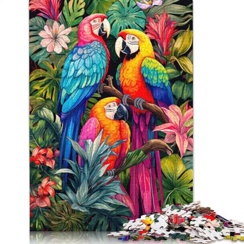 Tropisches Papageien-Trio-Puzzle, Familienspaß, 100% recycelte Pappe, Puzzle für Kinder und Erwachsene ab 12 Jahren, 1000 Teile (75 x 50 cm) von QBIREX