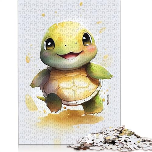 Turtle Cute Watercolor Puzzles 520 Teile Schwer Puzzle Spielzeug Lernspiel Impossible Herausforderung Spielzeug Für Erwachsene Kinder 520pcs (52x38cm) von QBIREX