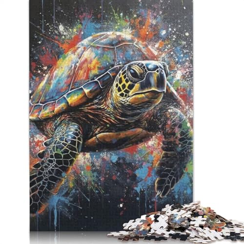 Turtle Painting Puzzles 1000 Teile Schwer Puzzle Spielzeug Lernspiel Impossible Herausforderungsspielzeug Für Erwachsene Und Kinder in Bewährter 1000pcs (75x50cm) von QBIREX