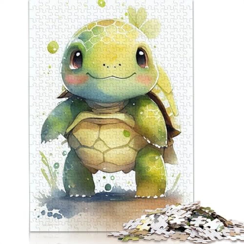 Turtle Watercolor Cute Puzzles 1000-teilige Schwer Puzzle Spielzeug Lernspiel Impossible Herausforderungsspielzeug Für Erwachsene Und Kinder in Bewährter 1000pcs (75x50cm) von QBIREX