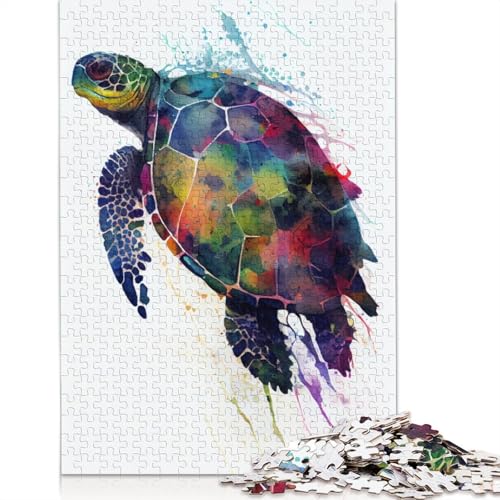 Turtle Watercolors Puzzle 520 Teile Schwer Puzzle Spielzeug Pädagogisches Spiel Impossible Herausforderung Spielzeug Für Erwachsene Kinder 520pcs (52x38cm) von QBIREX