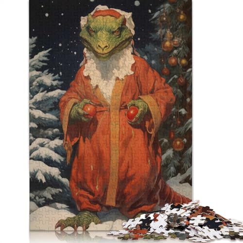 Vintage-Drachen-Weihnachtspuzzle, rechteckig, aus Pappe, 100% recyceltem Karton, Puzzle für Erwachsene und Kinder, 1000 Teile (75 x 50 cm) von QBIREX