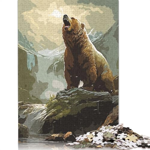 Vintage-Puzzle „Bär im Wald“, Familienspaß, 100% recycelte Pappe, Puzzle für Kinder und Erwachsene ab 12 Jahren, 1000 Teile (75 x 50 cm) von QBIREX