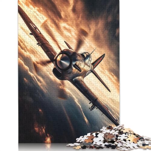Vintage-Puzzle mit Kampfflugzeugen, umweltfreundliche Materialien, 100% recycelte Pappe, Puzzle für Erwachsene und Kinder, 1000 Teile (75 x 50 cm) von QBIREX