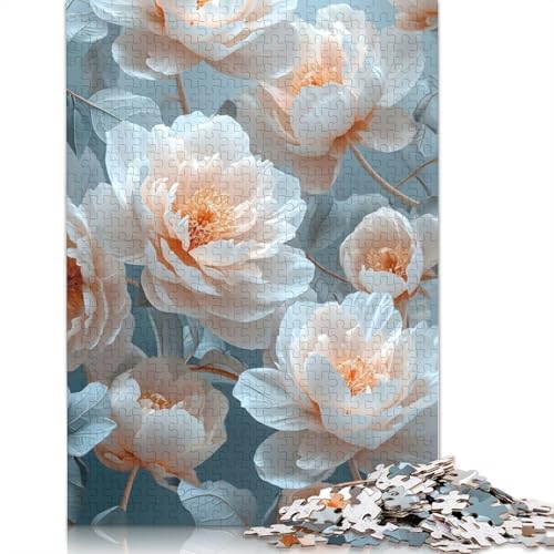Vintage-Puzzle mit Pfingstrosenblumen, 1500 Teile, Puzzle für Erwachsene, Puzzles für Teenager, Geschenke, Lernspiel, Herausforderungsspielzeug, 1500 Teile (85 x 57 cm) von QBIREX
