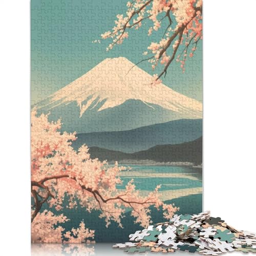 Vintage Soft Mt Fuji Art Puzzle für Erwachsene, Spielzeug, Lernspiel, Puzzlespiele für Erwachsene für Frauen und Männer, 1500 Teile (85 x 57 cm) von QBIREX