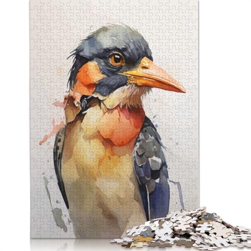 Vogelkopf-Aquarell-Puzzle, farbenfrohe, Coole Puzzles für Kinder ab 12 Jahren, 1000 Teile (75 x 50 cm) von QBIREX